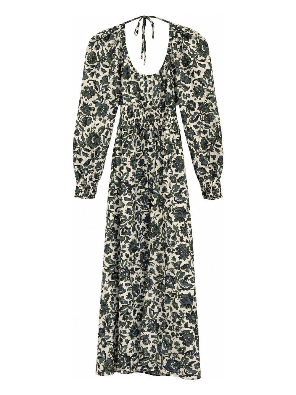 Hill House Home Eugenia Nap Dress Blue Green Botanical Floral Cotton XS